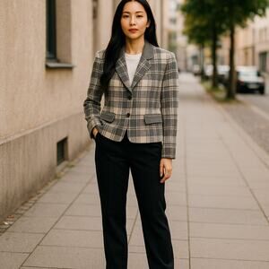 Gerulan Ginza Wool Gray/White Blazer Jacket Size M